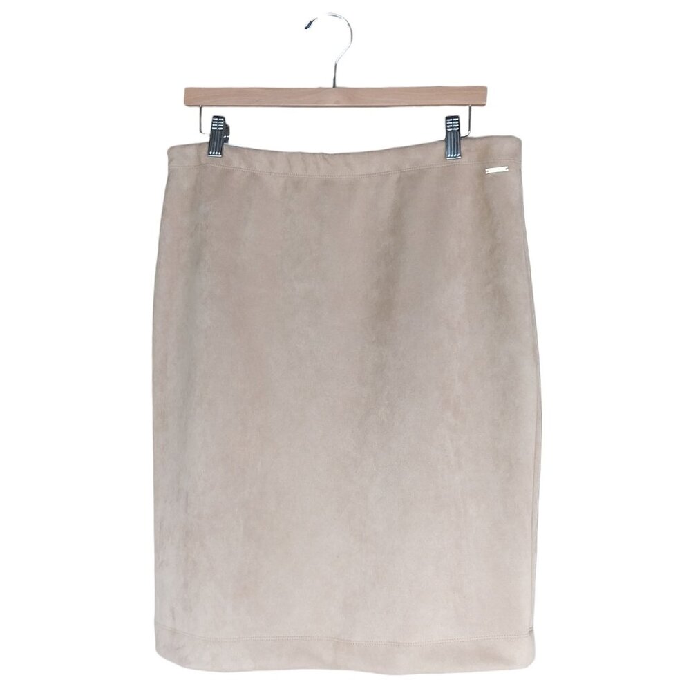 T-Tahari Faux Leather Pencil Skirt Tan Size L